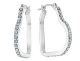 Accent Diamond Heart Hoop Earrings in 14K White Gold (3/4 Inch)